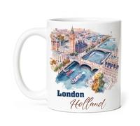 Tazze Colazione London Uk Custom Name Big Ben And River Retrò Tazze Da Caffè Antimacchia Mug In Porcellana Per Quotidiano Thè Latte