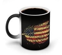 Tazze con bandiera americana e piume d'aquila che cambiano colore, tazza d