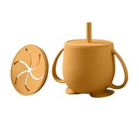 Tazze con beccuccio con cannuccia, da allenamento in silicone Silicone, | con beccuccio per bambini per 6-12 A prova di perdite Senza BPA Facile da pulire Lavab Giallo