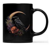 Tazze Cottage-Core Crow Design Witchy Flower Moon Crow Con Manico Tazze Da Tè In Ceramica Retrò Tazza Colazione Porcellana Per Thè Latte Home