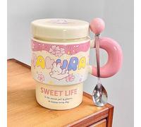 Tazze da 19 Once a Forma di Coniglio con Manico Grande, Set di Tazze da Caffè Giallo Chiaro, Tazza Termica in Porcellana per Tè, Latte, Cioccolata Calda, Compleanno per Donne(Yellow)