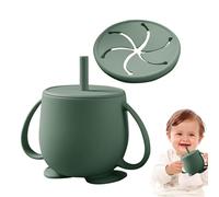 Tazze da allenamento per bambini - Tazza da allenamento in silicone per bambini Tazza da allenamento per bambini - Coperchi in silicone e manico per presa, tazza da allenamento infrangibile per 6-12