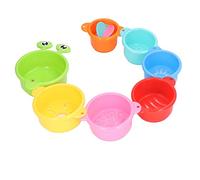 Tazze da bagno impilabili Giocattoli colorati Design Caterpillar Set di tazze impilabili per bambini Giocattoli educativi precoci per il bagnetto Gioca 7 pezzi in plastica
