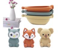 Tazze Da Bagno Impilabili | Set Di Galleggianti Di Design In Silicone Per Animali - Set Di Giocattoli Per Barche Galleggianti - Per Bambini Ragazzi Ragazze Casa Da Viaggio Vasca Da Bagno Doccia Piscin