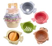 Tazze da bagno in torre colorate 2 in 1, pastello, 6 pezzi