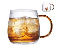 Tazze da bere per animali - di caffè trasparente da 7 * 9 cm, di borosilicato resistente, supporto per bevande resistenti al calore con una presa facile | da viaggio per la v