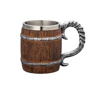 Tazze da birra realizzate a mano con design retrò, isolate in acciaio antiruggine, tazza di grande capacità per bar da cucina retrò, esterni rivestiti in resina robusta in legno fatto a mano come