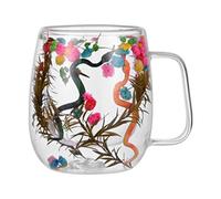 Tazze da caffè a doppia parete con fiori secchi, bicchieri termici da caffè isolati da 350 ml, tazze creative in trasparente con manico, o bevande calde e fredde, regalo anche per donne