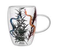 Tazze da caffè a doppia parete con fiori secchi, bicchieri termici da caffè isolati da 350 ml, tazze creative in trasparente con manico, o bevande calde e fredde, regalo anche per donne