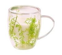 Tazze da caffè a doppia parete con fiori secchi, bicchieri termici da caffè isolati da 350 ml, tazze creative in trasparente con manico, o bevande calde e fredde, regalo anche per donne