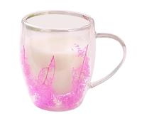 Tazze da caffè a doppia parete con fiori secchi, bicchieri termici da caffè isolati da 350 ml, tazze creative in trasparente con manico, o bevande calde e fredde, regalo anche per donne