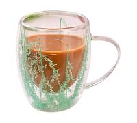 Tazze da caffè a doppia parete con fiori secchi, bicchieri termici da caffè isolati da 350 ml, tazze creative in trasparente con manico, o bevande calde e fredde, regalo anche per donne