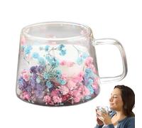 Tazze da caffè a doppia parete in, tazze da caffè in isolate con - tazze trasparenti con motivo floreale, 250 ml, tazze in isolate a doppia parete per latte, cappuccino