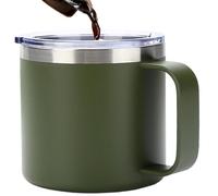 Tazze da caffè a doppia parete, tazze da caffè multiuso in acciaio inossidabile, tazze da caffè portatili da 350 ml con coperchio e manico, tazze a doppia parete per la vita quotidiana, il campeggio
