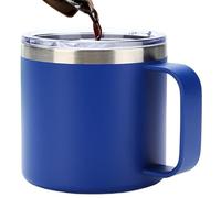 Tazze da caffè a doppia parete, tazze in acciaio inossidabile con maniglie,Bicchieri versatili in acciaio inossidabile | Tazze da caffè portatili da 12 oz, da bere alla per viaggi e vita q