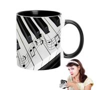 Tazze Da Caffè A Tema Musicale - Set Di Tumbler In Ceramica Hotcup, Regalo Di Jazzware Artistico | Vaso Di Modello Di Fiala Di Sipper Mornware, Becher A Javawar