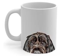 Tazze Da Caffè Black German Wirehaired Pointer Peeking Look Out 330Ml Tazza In Porcellana Classica Mug Per Uomo Espresso Compleanno