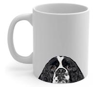 Tazze Da Caffè Black White American Cocker Spaniel Peeking Look Out 330Ml Tazze In Porcellana Classica Tazza Per Succo Ufficio Donna