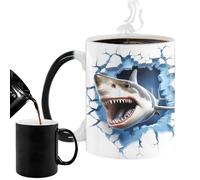 Tazze da caffè che cambiano il calore, tazze di succo di squalo, tazze d'acqua con motivo pesce di mare, tazza da caffè in ceramica magica, tazze sensibili al calore per acqua
