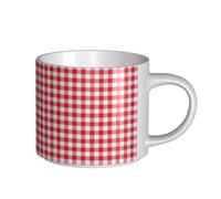 Tazze da caffè, colazione, tazza da latte d'avena, tazza da tè, tazza in ceramica, grande, a scacchi, geometrica, rossa, bianca, scozzese, bellezza,Bianco,Taglia unica