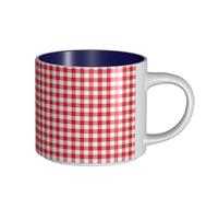 Tazze da caffè, colazione, tazza da latte d'avena, tazza da tè, tazza in ceramica, grande, a scacchi, geometrica, rossa, bianca, scozzese, bellezza,Blu navy,Taglia unica
