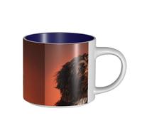 Tazze da caffè, colazione, tazza da latte d'avena, tazza da tè, tazza in ceramica, grande, adorabile cane Cockapoo,Blu navy,Taglia unica