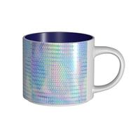 Tazze da caffè, colazione, tazza da latte d'avena, tazza da tè, tazza in ceramica, grande, arcobaleno colorato, ologramma olografico,Blu navy,Taglia unica