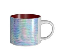 Tazze da caffè, colazione, tazza da latte d'avena, tazza da tè, tazza in ceramica, grande, arcobaleno colorato, ologramma olografico,Rosso,Taglia unica