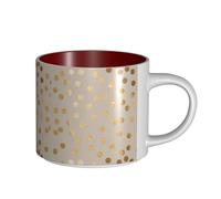 Tazze da caffè, colazione, tazza da latte d'avena, tazza da tè, tazza in ceramica, grande, beige e glitter oro a pois,Rosso,Taglia unica