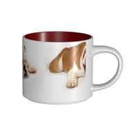 Tazze da caffè, colazione, tazza da latte d'avena, tazza da tè, tazza in ceramica, grande, Bulldog inglese, fotografia di un bulldog triste e stanco con crema marrone,Rosso,Taglia unica