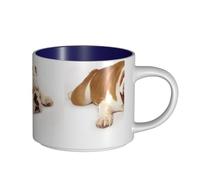 Tazze da caffè, colazione, tazza da latte d'avena, tazza da tè, tazza in ceramica, grande, Bulldog inglese, fotografia di un bulldog triste e stanco con crema marrone,Blu navy,Taglia unica