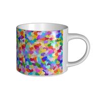 Tazze da caffè, colazione, tazza da latte d'avena, tazza da tè, tazza in ceramica, grande, cuore arcobaleno, coriandoli,Bianco,Taglia unica