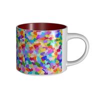 Tazze da caffè, colazione, tazza da latte d'avena, tazza da tè, tazza in ceramica, grande, cuore arcobaleno, coriandoli,Rosso,Taglia unica