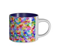 Tazze da caffè, colazione, tazza da latte d'avena, tazza da tè, tazza in ceramica, grande, cuore arcobaleno, coriandoli,Blu navy,Taglia unica