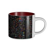 Tazze da caffè, colazione, tazza da latte d'avena, tazza da tè, tazza in ceramica, grande, formule di matematica e fisica,Rosso,Taglia unica