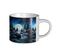 Tazze da caffè, colazione, tazza da latte d'avena, tazza da tè, tazza in ceramica grande, "Il risentimento del lupo",Bianco,Taglia unica