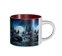 Tazze da caffè, colazione, tazza da latte d'avena, tazza da tè, tazza in ceramica grande, "Il risentimento del lupo",Rosso,Taglia unica