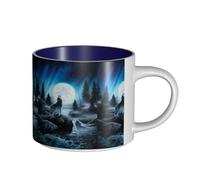 Tazze da caffè, colazione, tazza da latte d'avena, tazza da tè, tazza in ceramica grande, "Il risentimento del lupo",Blu navy,Taglia unica
