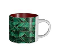 Tazze da caffè, colazione, tazza da latte d'avena, tazza da tè, tazza in ceramica, grande, natura astratta - verde smeraldo,Rosso,Taglia unica