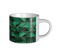 Tazze da caffè, colazione, tazza da latte d'avena, tazza da tè, tazza in ceramica, grande, natura astratta - verde smeraldo,Bianco,Taglia unica