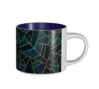 Tazze da caffè, colazione, tazza da latte d'avena, tazza da tè, tazza in ceramica, grande, natura astratta, verde smeraldo,Blu navy,Taglia unica