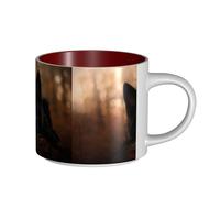Tazze da caffè, colazione, tazza da latte d'avena, tazza da tè, tazza in ceramica, grande, pastore tedesco nero, bokeh, autunno tedesco,Rosso,Taglia unica