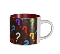 Tazze da caffè, colazione, tazza da latte d'avena, tazza da tè, tazza in ceramica, grande, punto interrogativo colorato,Rosso,Taglia unica