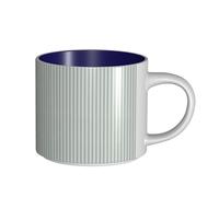 Tazze da caffè, colazione, tazza da latte d'avena, tazza da tè, tazza in ceramica, grande, rivestimento per materasso, a righe strette, in verde muschio e bianco,Blu navy,Taglia unica