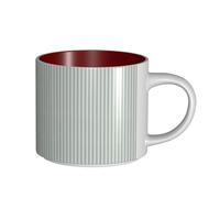 Tazze da caffè, colazione, tazza da latte d'avena, tazza da tè, tazza in ceramica, grande, rivestimento per materasso, a righe strette, in verde muschio e bianco,Rosso,Taglia unica