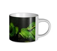 Tazze da caffè, colazione, tazza da latte d'avena, tazza da tè, tazza in ceramica, grande, serpente verde rettile,Bianco,Taglia unica