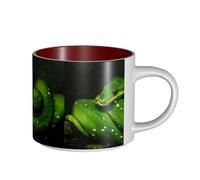 Tazze da caffè, colazione, tazza da latte d'avena, tazza da tè, tazza in ceramica, grande, serpente verde rettile,Rosso,Taglia unica