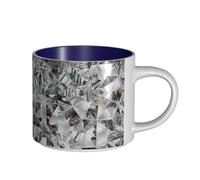 Tazze da caffè, colazione, tazza da latte d'avena, tazza da tè, tazza in ceramica, grande, stile trama a diamante, cristallo,Blu navy,Taglia unica