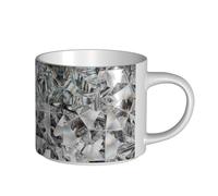 Tazze da caffè, colazione, tazza da latte d'avena, tazza da tè, tazza in ceramica, grande, stile trama a diamante, cristallo,Bianco,Taglia unica