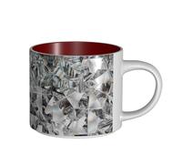 Tazze da caffè, colazione, tazza da latte d'avena, tazza da tè, tazza in ceramica, grande, stile trama a diamante, cristallo,Rosso,Taglia unica
